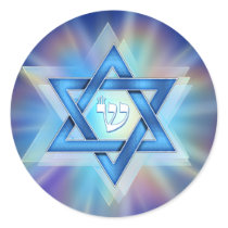 Radiant Star of David Round Stickers