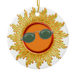Radiant Sun with Sunglasses Christmas Ornaments