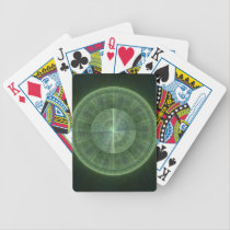 Radiating Green Circle Fractal Design playing cards