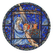Radiating Nativity Stained Glass Blue stickers
