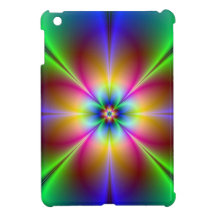 Radiating Neon Floral Fractal iPad Mini Covers
