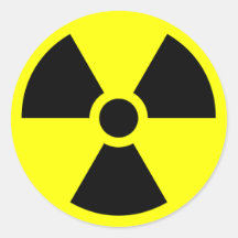 RADIATION WARNING ROUND STICKER