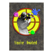 Radioactive Neon Paintball Shooter Personalized Invitations