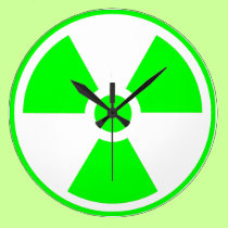 Radioactive Radiation Symbol green and white wall clocks