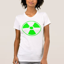 Radioactive Radiation Symbol green and white T Shirts