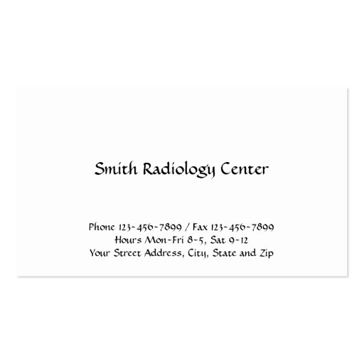 Radiologist Radiology Business Card (back side)