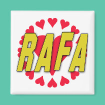RAFA with Hearts on Tshirts and More magnets