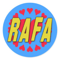 RAFA with Hearts on Tshirts and More Round Sticker