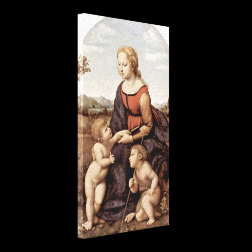Raffael - MaryChrist Child and John the Baptist Stretched Canvas Print