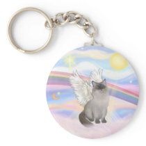 Ragdoll Cat (Blue Point) Angel - Clouds Keychain
