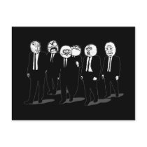 rage comic meme faces walking post card