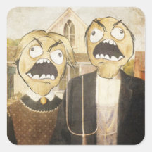 Rage Face Meme Face Comic Classy Painting Square Stickers