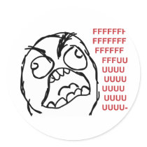 Rage guy fuuu fuuuu round stickers