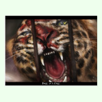 Rage in a Cage painting postcard postcards