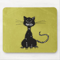 Ragged Black Cat green mousepads