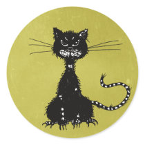 Ragged black cat sticker stickers