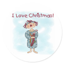 Raggedy Ann Christmas stickers