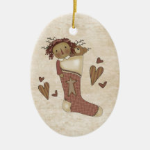 Raggedy Ann Country Primitive Stocking Christmas Ornament