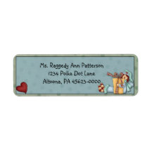 Raggedy Hearts Christmas Return Address Label