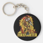 Raging Flames Firefighter Keychain
