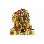 Raging Flames Firefighter Post Cards