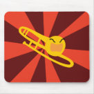 standard_mousepad - Raging Trombones! This funny cartoon trombone design features a furious trombone sporting a very angry expression! Perfect for trombone players of all types who can appreciate the fierceness of the trombone! Be it ska, swing, rock or jazz, the trombone can really jam!