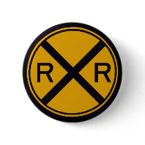 Railroad Crossing Pinback Buttons