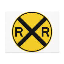 Railroad Crossing Highway Sign Post Card