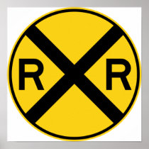 Railroad Crossing Highway Sign Print