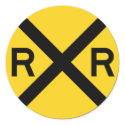 Railroad Crossing Highway Sign stickers by wesleyowns Railroad Crossing Highway Sign stickers