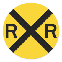 Railroad Crossing Highway Sign stickers by wesleyowns Railroad Crossing Highway Sign stickers