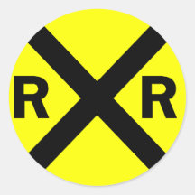Railroad crossing sign round round stickers