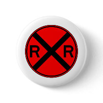 Railroad Crossing Warning Street Sign Train buttons by inquester Railroad Crossing Warning Street Sign Train buttons