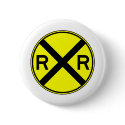 Railroad Crossing Warning Street Sign Train buttons by inquester Railroad Crossing Warning Street Sign Train buttons