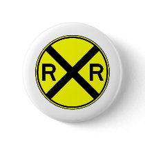Railroad Crossing Warning Street Sign Train buttons by inquester Railroad Crossing Warning Street Sign Train buttons
