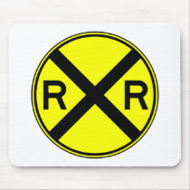 Railroad Crossing Warning Street Sign Train mousepads by inquester Railroad Crossing Warning Street Sign Train mousepads