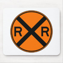 Railroad Crossing Warning Street Sign Train mousepads by inquester Railroad Crossing Warning Street Sign Train mousepads