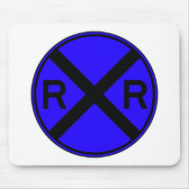 Railroad Crossing Warning Street Sign Train mousepads by inquester Railroad Crossing Warning Street Sign Train mousepads