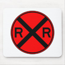 Railroad Crossing Warning Street Sign Train mousepads by inquester Railroad Crossing Warning Street Sign Train mousepads