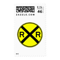 Railroad Crossing Warning Street Sign Train postage by inquester Railroad Crossing Warning Street Sign Train postage
