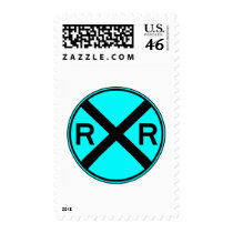 Railroad Crossing Warning Street Sign Train postage by inquester Railroad Crossing Warning Street Sign Train postage
