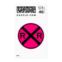 Railroad Crossing Warning Street Sign Train postage by inquester Railroad Crossing Warning Street Sign Train postage