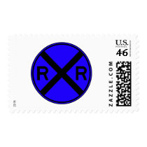 Railroad Crossing Warning Street Sign Train postage by inquester Railroad Crossing Warning Street Sign Train postage