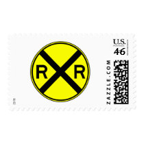 Railroad Crossing Warning Street Sign Train postage by inquester Railroad Crossing Warning Street Sign Train postage