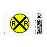 Railroad Crossing Warning Street Sign Train postage