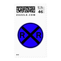 Railroad Crossing Warning Street Sign Train postage by inquester Railroad Crossing Warning Street Sign Train postage
