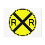Railroad Crossing Warning Street Sign Train Post Card