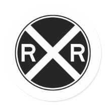 Railroad Crossing Warning Street Sign Train stickers by inquester Railroad Crossing Warning Street Sign Train stickers