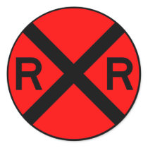 Railroad Crossing Warning Street Sign Train stickers by inquester Railroad Crossing Warning Street Sign Train stickers