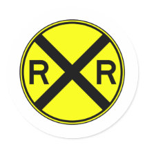 Railroad Crossing Warning Street Sign Train stickers by inquester Railroad Crossing Warning Street Sign Train stickers
